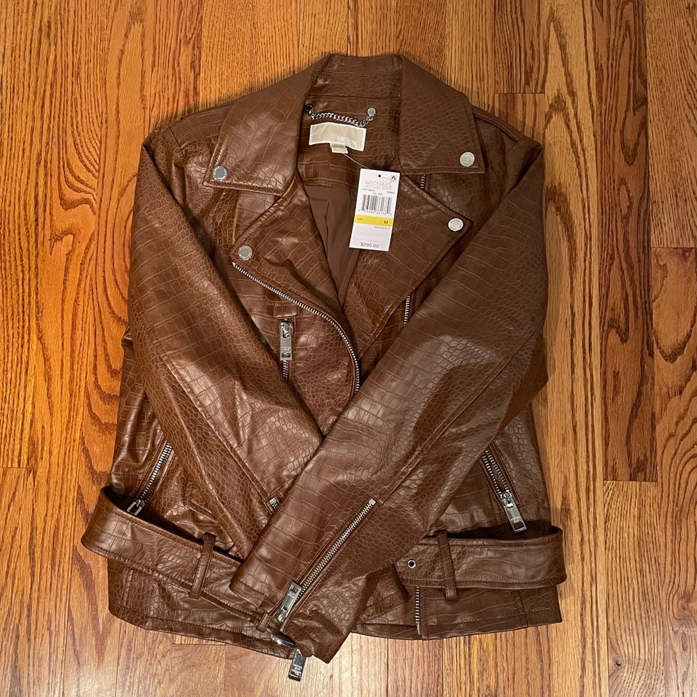 Micheal Kors Brown Leather Jacket - Picture 4 of 8